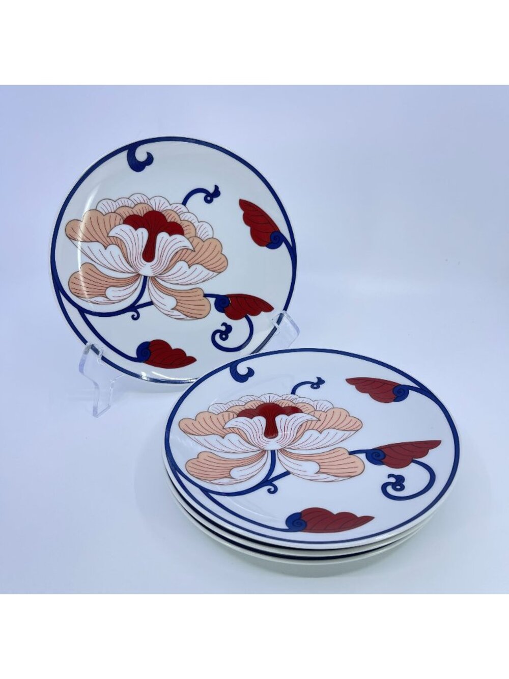 vintage fitz and floyd "variations" porcelain salad plates set of 4 1979 japan